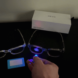 We shone a blue light through ordinary blue light glasses and through HEVO. Here's what happened.