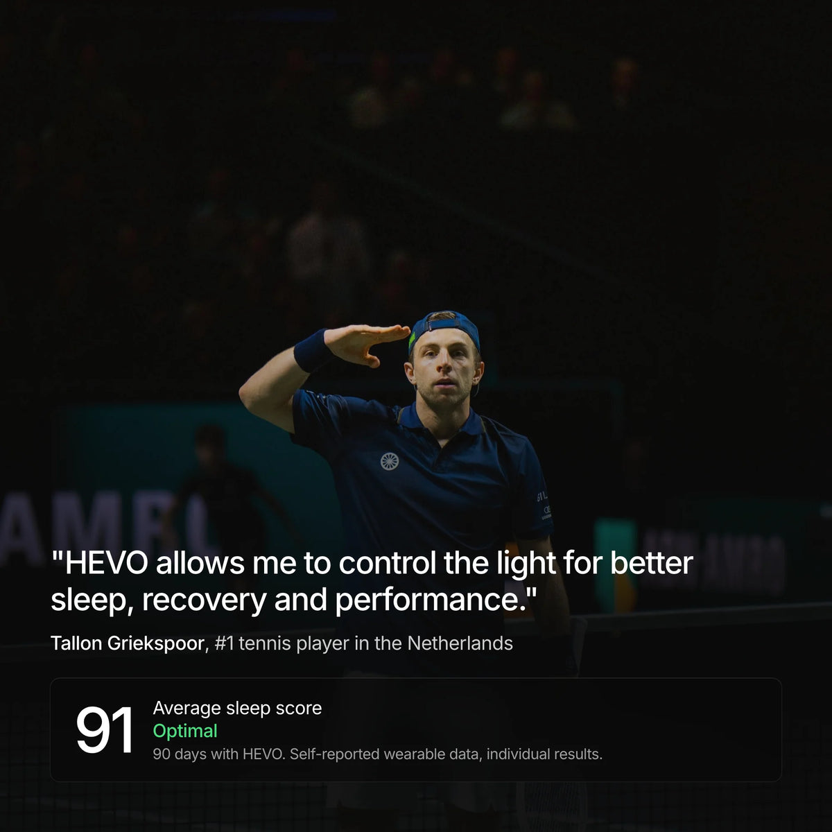 Tallon Griekspoor, Dutch number one tennis player, on HEVO and his average sleep score of 91.